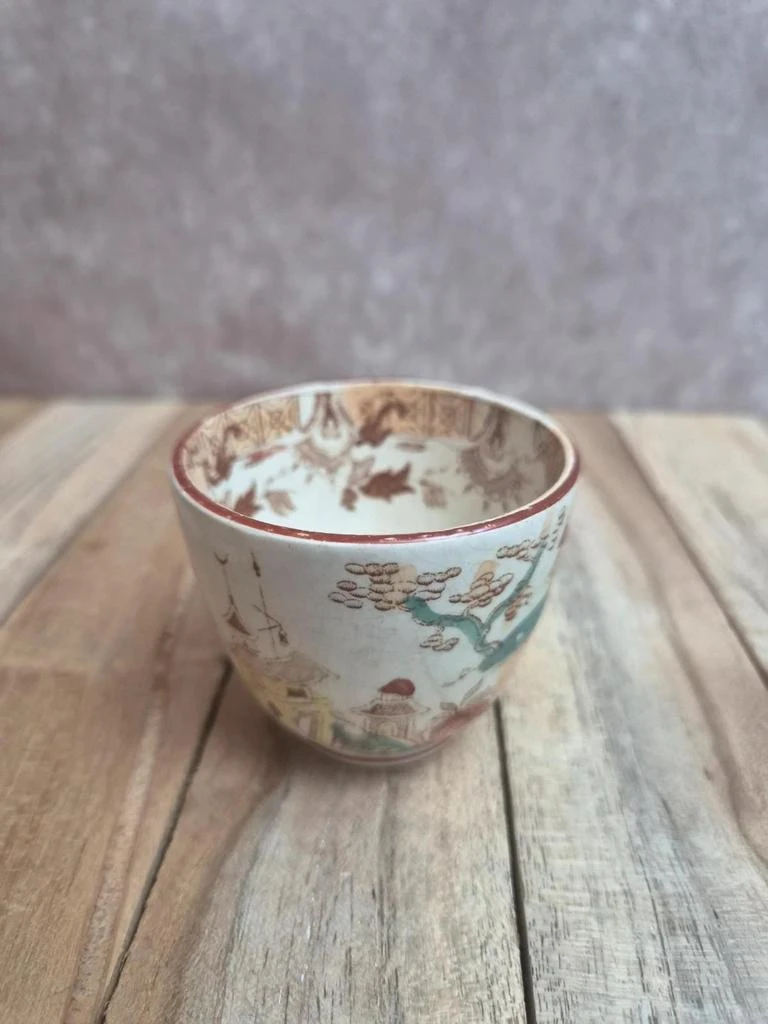 Taza de terra de hierro Sarreguemines modelo Kyoto policromada antigua – photo 4